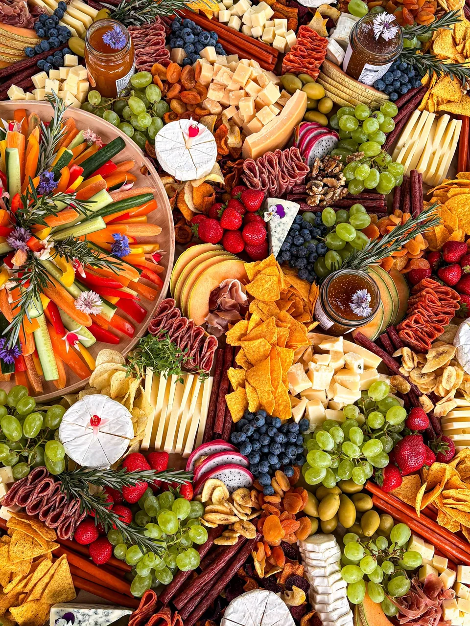 Overhead detail of a colorful grazing arrangement