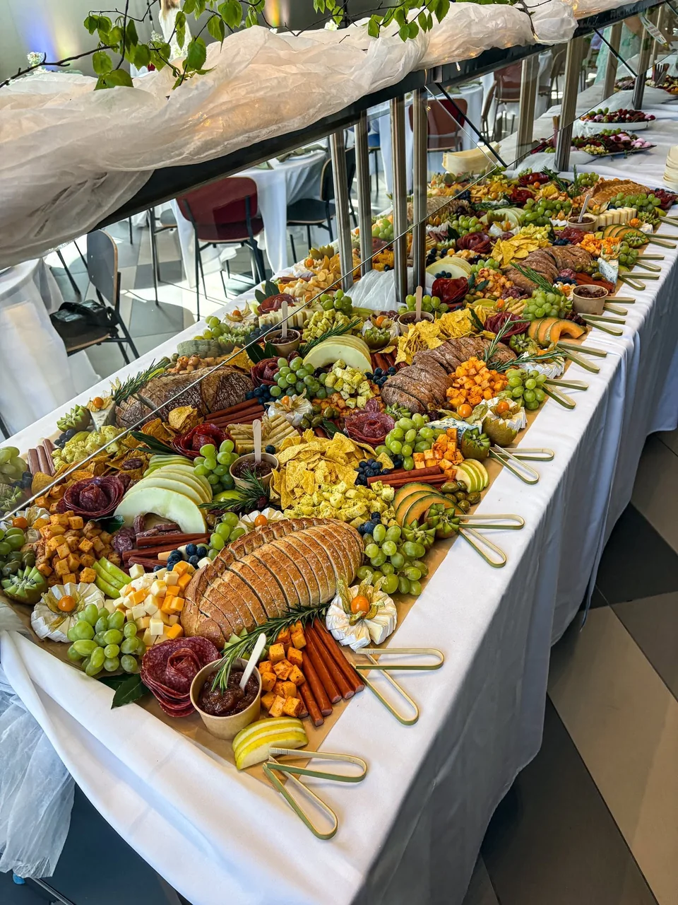 Formal grazing table styled for an event reception
